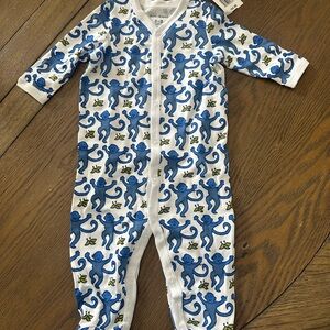 Blue Monkey Print Kids One Piece